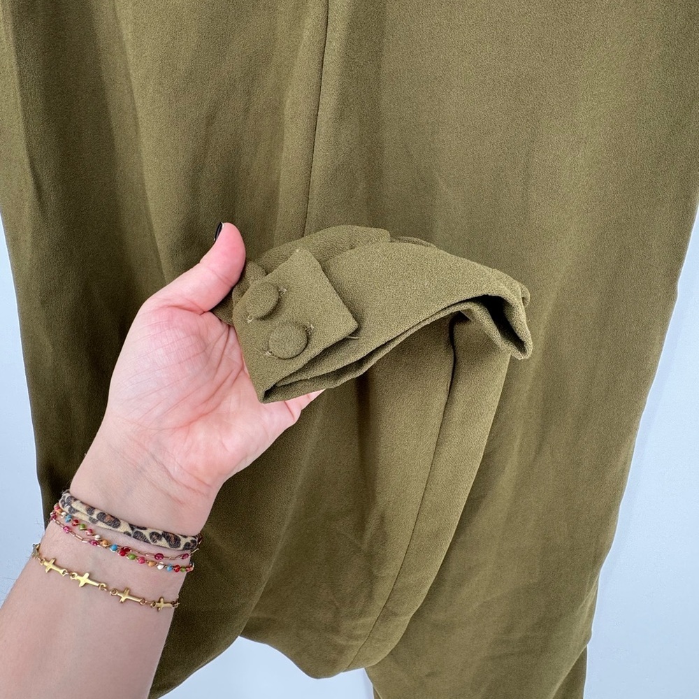 Torn by Ronny Kobo NWT Olive Green Pleated Trousers with Cuffed hem - Picture 5 of 5